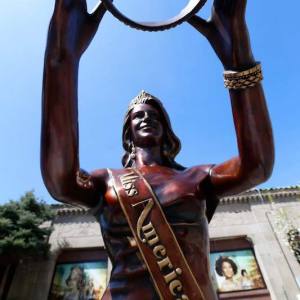 The statue of Miss America 2013 Mallory Hagan was unveiled