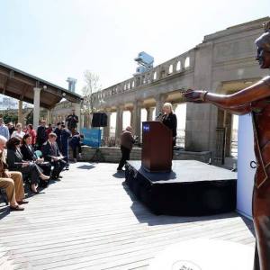 The statue of Miss America 2013 Mallory Hagan was unveiled